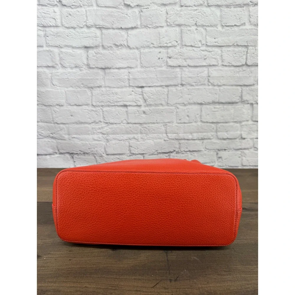 Tory Burch Taylor Tote Bag Coral Red Pebbled Leather Purse Tassel Dust Bag